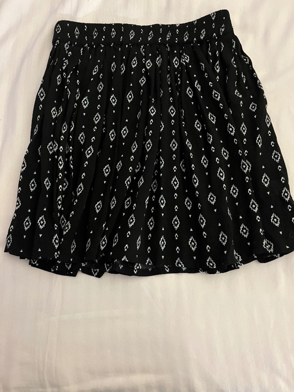 Lorimer NYC - Flowy Black Skirt with White and Blue Diamond Motif